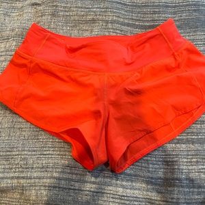 LULULEMON RED SPEED UP SHORTS